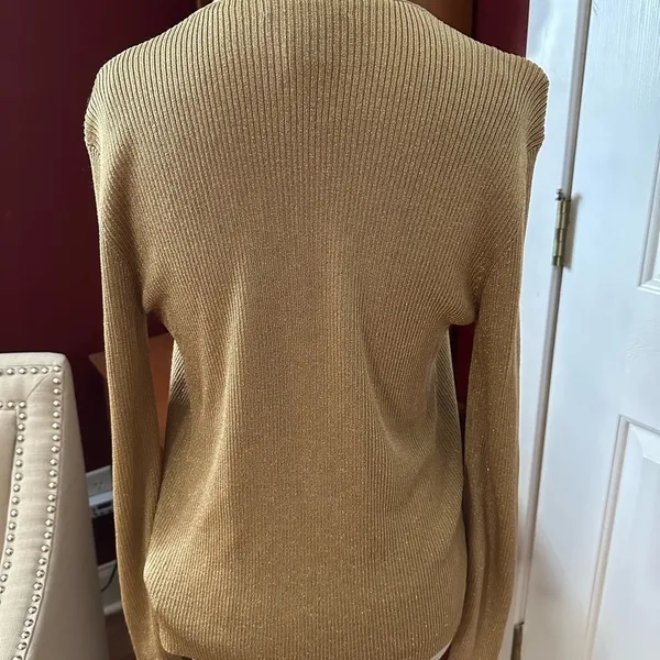 Ralph Lauren Gold Cardigan Sweater Timeless Knit Design - Image 5