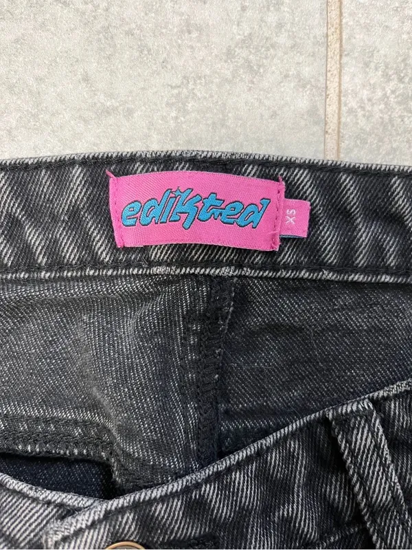 Edikted Black Wide Leg Carpenter Jeans with Front Patch Pockets - Image 8