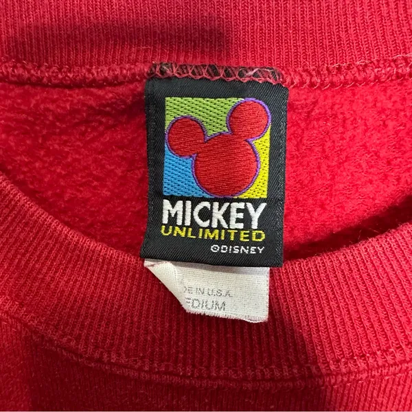 Vintage Mickey Made In USA Embroidered Christmas Crewneck Sweatshirt Size Medium - Image 3