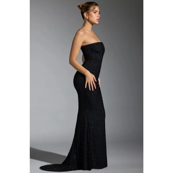Oh Polly Florentina Embellished Corset Gown in Black Size 2 New - Image 3