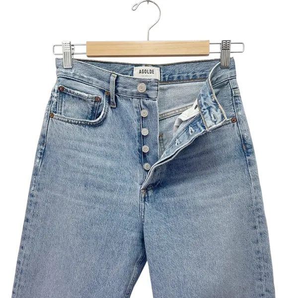 AGOLDE 90s Crop Mid-Rise Loose Straight Jeans Medium Wash Size 23 Organic Denim - Image 6