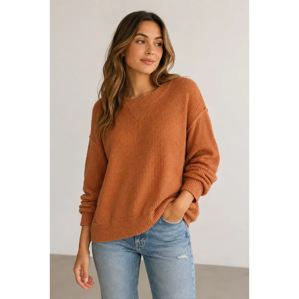 Aerie Burnt Orange Crew Neck Sweater - Image 2