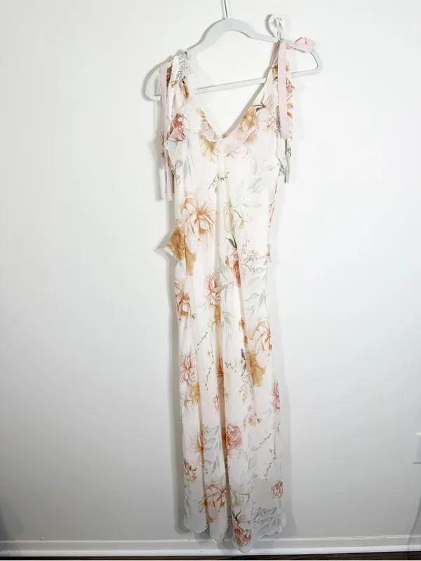 Christian Lacroix Pastel Floral Ruffle Maxi Dress Small - Image 4