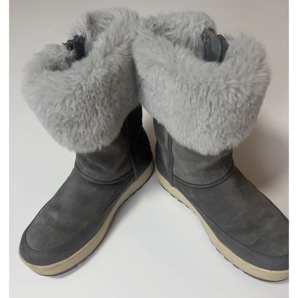 Koolaburra by UGG Womens Grey Suede Faux Fur Zip Winter Boots 1105889‎ Size 6 - Image 4