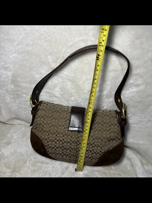 Rare Vintage Coach Soho Y2K Signature Shoulder Bag Brown Canvas & Suede 6818 - Image 9