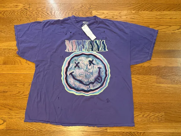 Nirvana NWT oversized distressed short sleeve graphic T shirt dress size L/XL - Image 10