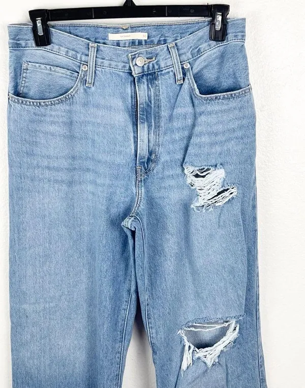 LEVI’S ‘94 Baggy 100% Cotton Light Wash Ripped High Rise Jeans, Size 30 - Image 8