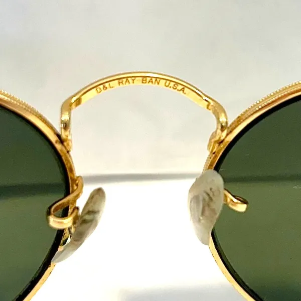 VTG 90s Ray-Ban B&L Gold Round Metal Preppy Sunglasses Fall Unisex 50mm - Image 4