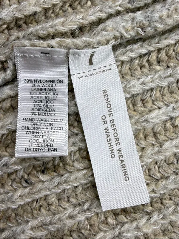 LOFT Wool Silk Blend Beige Chunky Open-Front Cardigan Size Small - Image 5