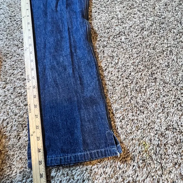 Old Navy Blue Jeans Womens 4 Dark Wash Carpenter Wide Leg High Rise Side‎ Slit - Image 5