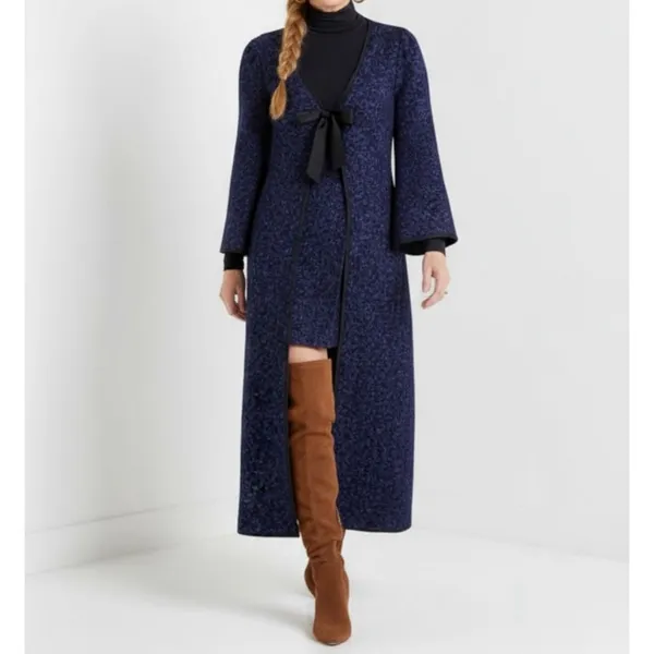 HILL HOUSE Lou Lou Wool-Blend Metallic Tweed Jacket, Midnight, XS - Image 2