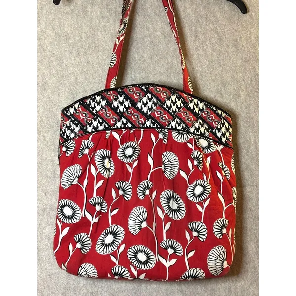 Vera Bradley Deco Daisy Retired 2011 Red Black White Floral Geometric Tote - Image 11