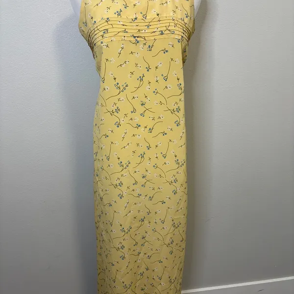 Motherhood Ditsy Floral Yellow Long Maxi Dress Sleeveless Dress Cottagecore Spring Small‎ - Image 3
