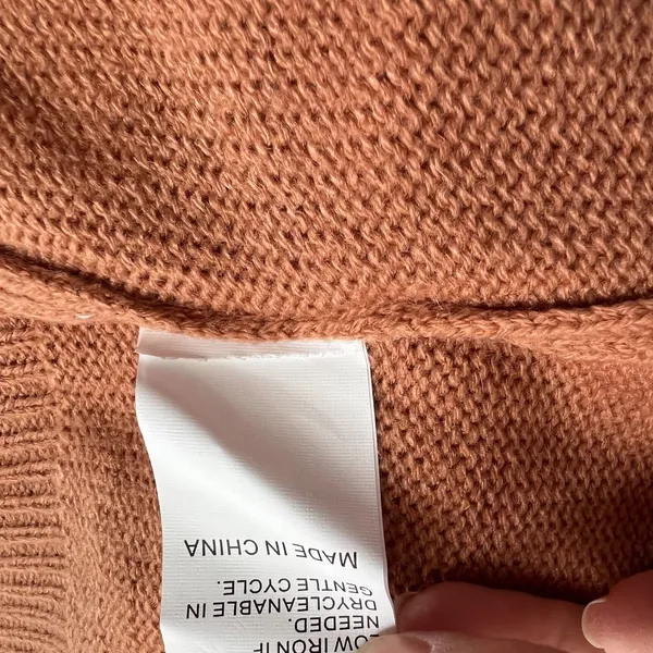 SHEIN Slouchy Sweater Cropped Oversized 3/4 Sleeve Size Large L Orange‎ - Image 5