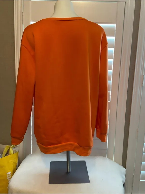 SHEIN Orange 'Coffee + Baggy Sweater Kinda Day' Crewneck Sweatshirt - Image 4