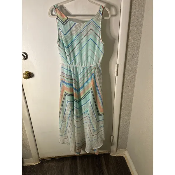 Candie's High Low Multi-Color Maxi Dress L Junior's Dopamine Boho Coconut Girl - Image 6
