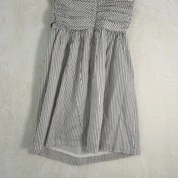 Aryn K Strapless Mini Dress Womens‎ Small Black White Striped Ruched Fit & Flare - Image 3