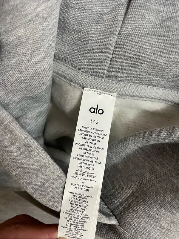 Alo NWT Bae Hoodie Athletic Heather Grey Cropped Pullover Sweatshirt Size L - Image 8