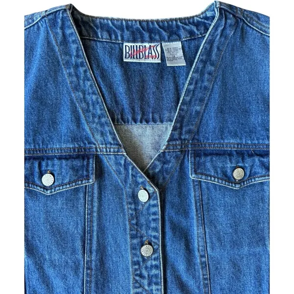 Vintage Bill Bass jean blue denim vest 1X - Image 4