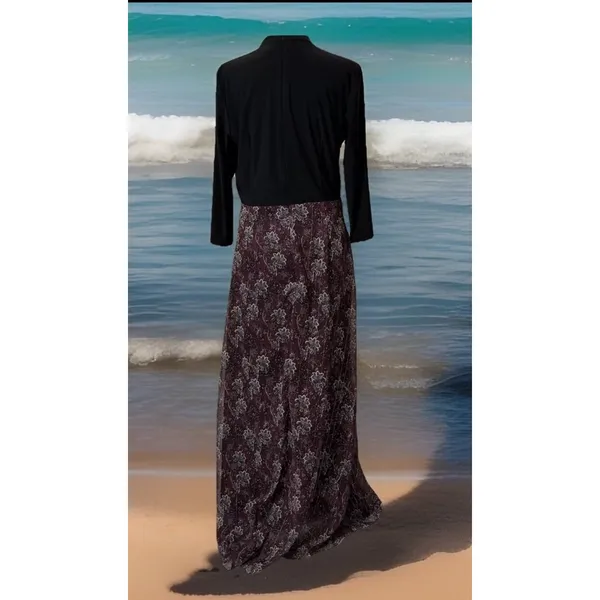 CUTE CHETTA‎ B CAP SLEEVE Wrapped V-NECK FIT & FLARE FLORAL MAXI DRESS-8 Y2K - Image 3