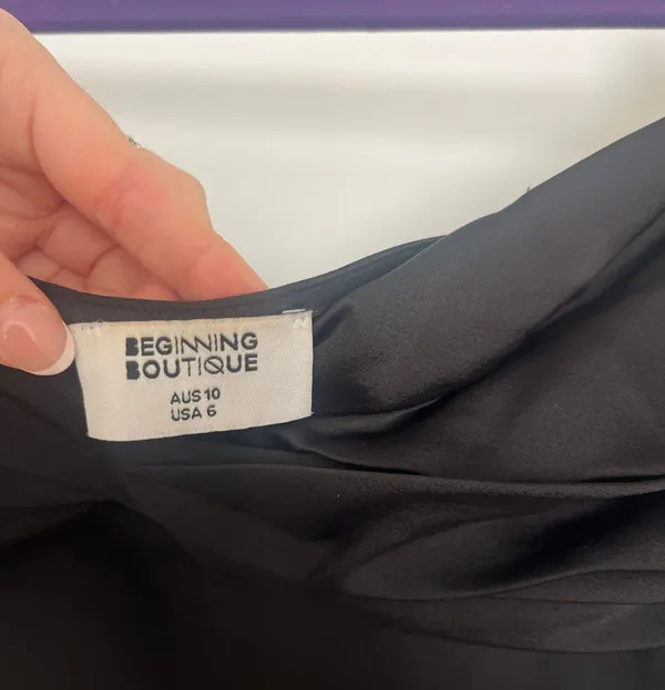 Beginning Boutique Strapless Satin Black Dress - Image 3