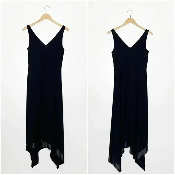 David Meister Black Handkerchief Hem Cocktail Dress Size 6 Sleeveless - Image 3