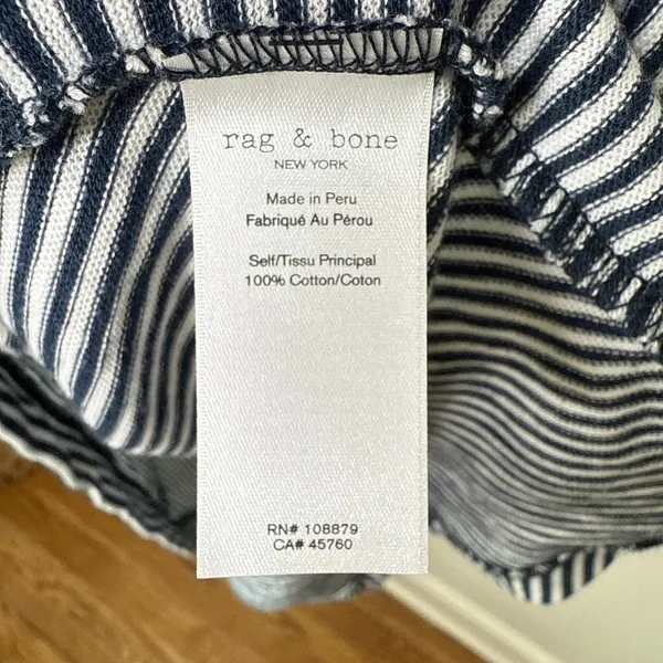 Rag & Bone Striped Kit Dress Size‎ Large Long Sleeved Knit Yarn Dyed Navy White - Image 8
