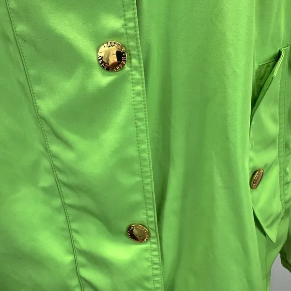 Ralph Lauren Green Jacket Windbreaker Womens L Hooded Lightweight Gold Buttons - Image 2
