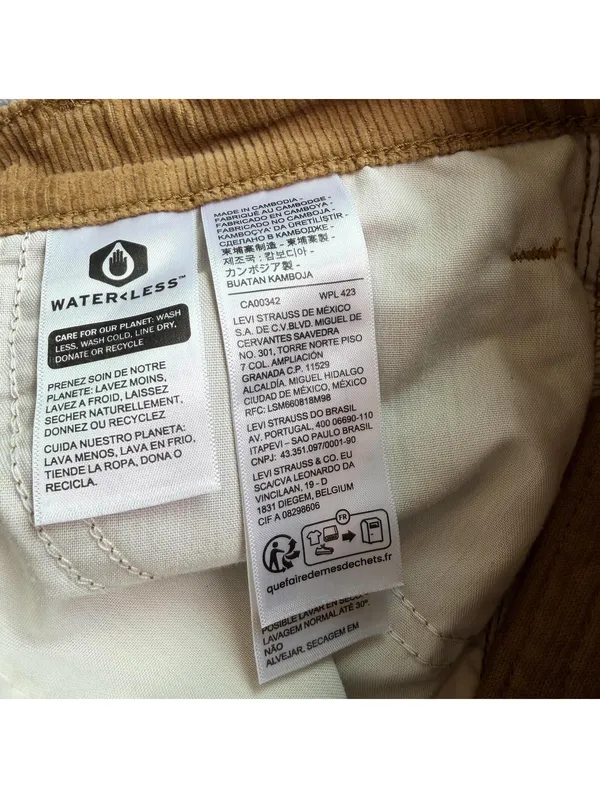 Levis 94 Baggy Corduroy Pants Women's 24x31 Mid Rise Camel Brown Wide Leg NWT - Image 7