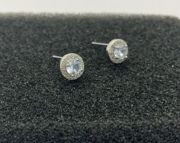 925 Silver Plated CZ Cubic Zirconia Stud Earrings for Men Women,Unisex Punk Hip Hop Earrings - Image 2