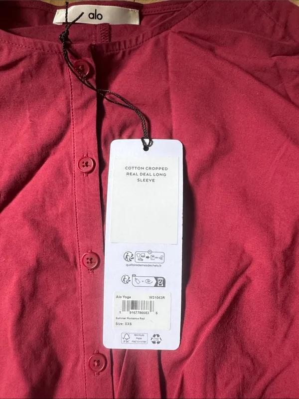ALO Yoga Cotton Cropped Real Deal Long Sleeve - Image 3