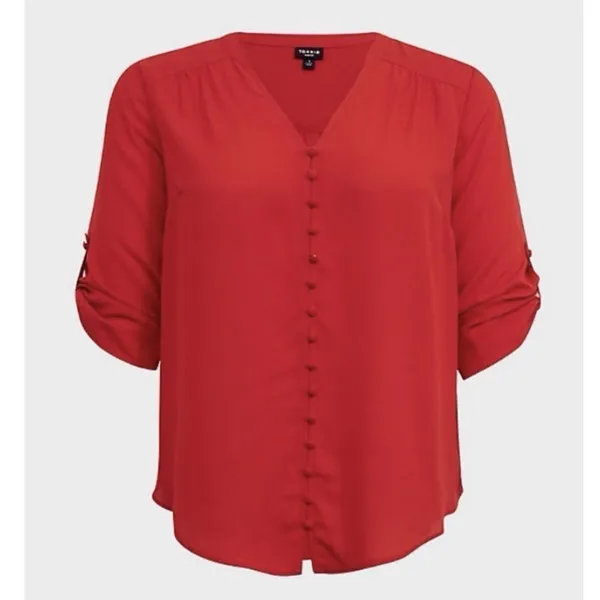 Torrid Harper Red Floral Georgette 3/4 Sleeve‎ Pullover Blouse Size 3X - Image 6