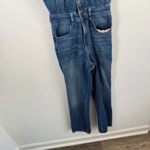 FRAME Le Slender Jumpsuit Leeson Denim Slim Fit Western Americana READ Womens XS - Image 10