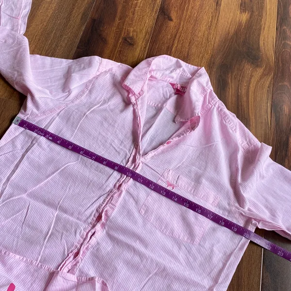 PINK Victorias Secret 2004 Striped Button Down Oversized Sleep Shirt Nightgown - Image 7