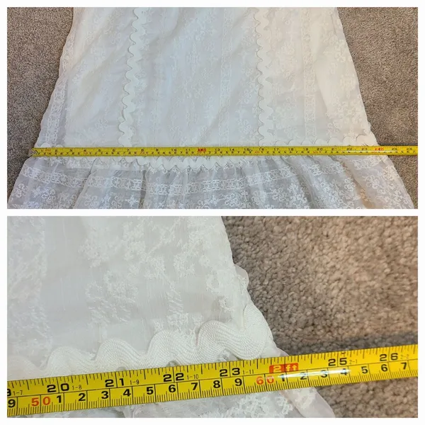 Beulah Style Exquisite Lace Long Midi Dress Medium White Bridal Cottage Prairie - Image 9