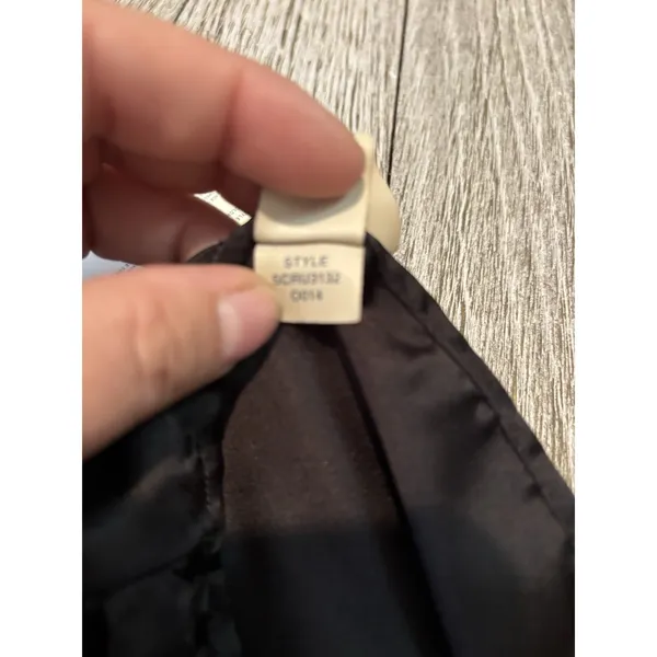 Liz Claiborne Black Satin Pleated Hem Scarf Wrap Shawl NWT Long Elegant Handmade - Image 8