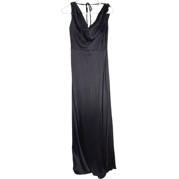 NWT Popilush Shapewear Maxi‎ Dress Cowl Neck Built-In Bra Black Small - Image 6