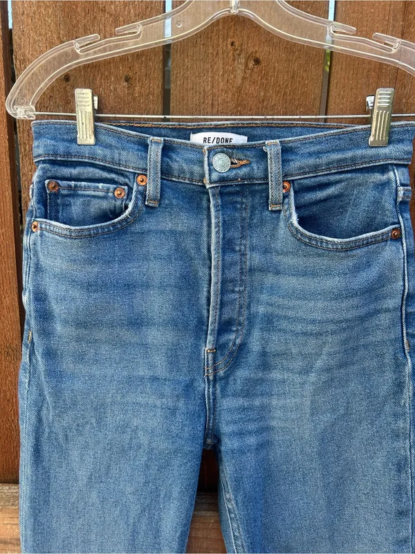 Re/Done 90’s Denim Ultra High Rise Crop Medium Worn Shade Jeans Size 26 - Image 7