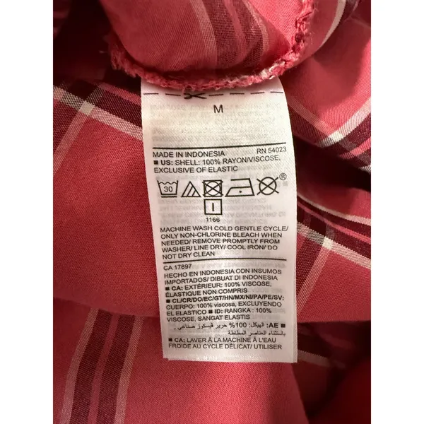 Old Navy Women Pink Plaid Fit & Flare Cami‎ Midi Dress Size M Smocked Cottage - Image 4
