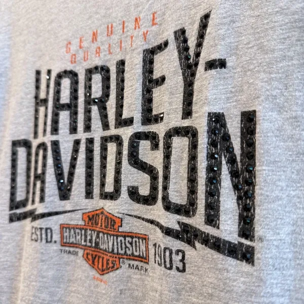 Harley-Davidson Graphic‎ T-Shirt Gray Excellent Studded Las Vegas Women Medium - Image 3