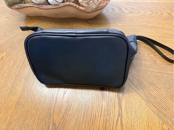 Black Nylon Travel Makeup Cosmetic Toiletry Bag Gold Initial A Wristlet 12.5” - Image 8