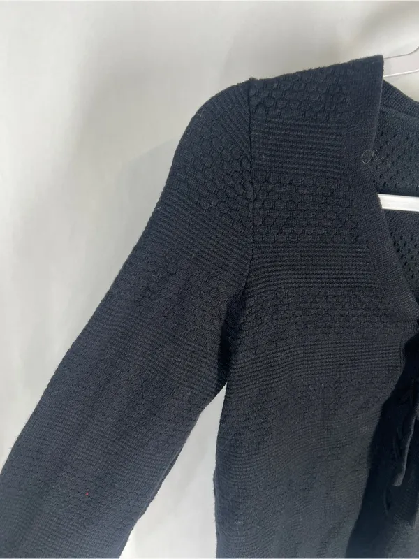 Pinque Textured Black Lace-Up Front Sweater Top Size M - Image 4
