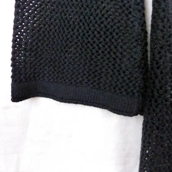 Black Open Knit Crochet Maxi Dress Size XS/S Bell Sleeve Sheer Goth Boho Witchy - Image 5