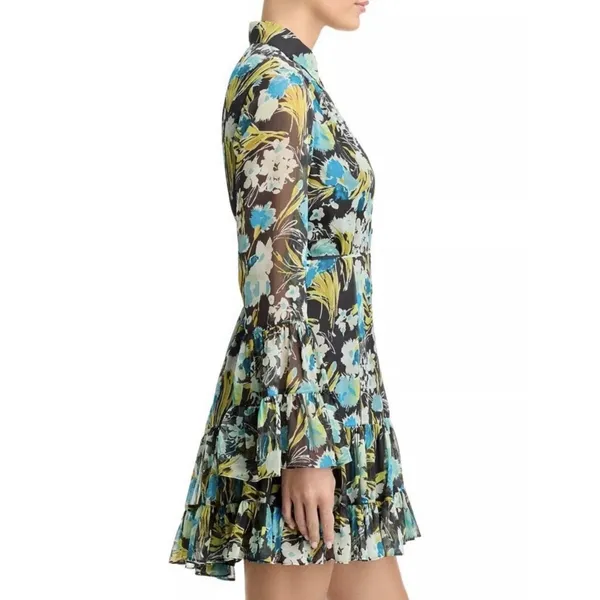 Cinq À Sept Lyra Obsidian Tossed Floral Mini Dress Ruffle Tiered Size 8 - Image 5