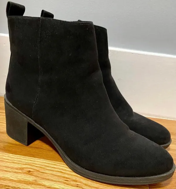 Black Booties Wedge Boots suede with zipper autumn fall winter boots - Image 3