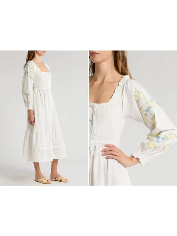 Damson Madder Junia Midi Dress in Embroidered 6 New Floral Cotton - Image 12