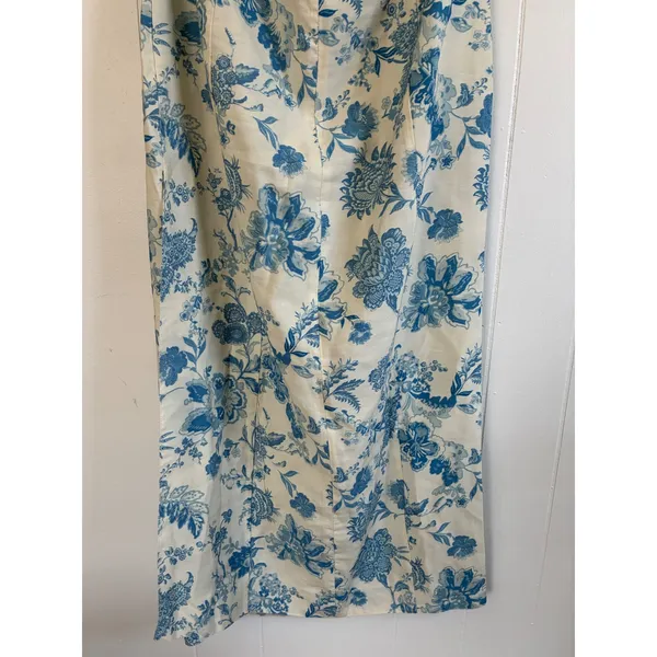 ASOS DESIGN Blue Floral Toile Cutout Midi‎ Dress Size US 10 Twisted Bust Summer - Image 7
