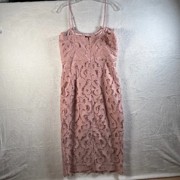 Bardot Pink‎ Lace Scalloped Hem Sleeveless Midi Sheath Dress Size US 8 M - Image 3