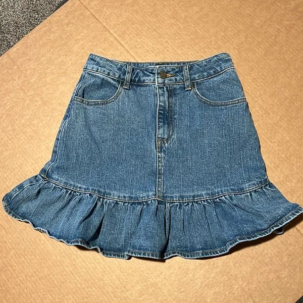 Brandy Melville Y2K ruffled denim mini skirt by J. Galt, size S - Image 9