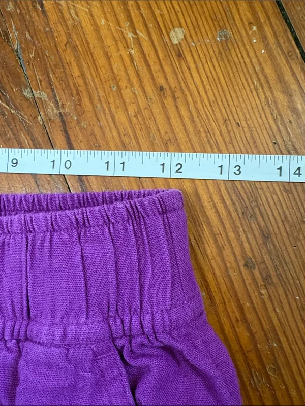 LOFT Bright Purple Elastic Waist Linen Blend Joggers Button Front XS - Image 3